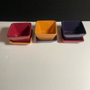 Pampered Chef Simple Additions Burgundy,  Plum & Mustard Square Set HTF. EUC.